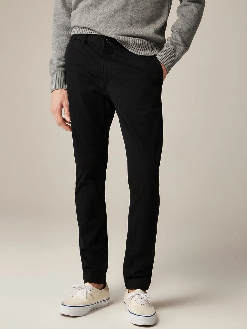 J. Crew 250 Skinny fit pant in Stretch Chino, 34x32, Black
